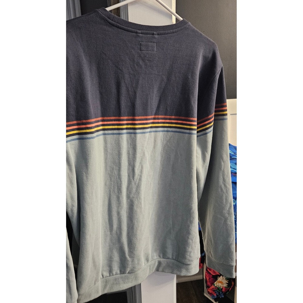 Gorpcore Marine Layer Mens XL Blue Colorblock Stripe Crewneck Sweatshirt Fleece